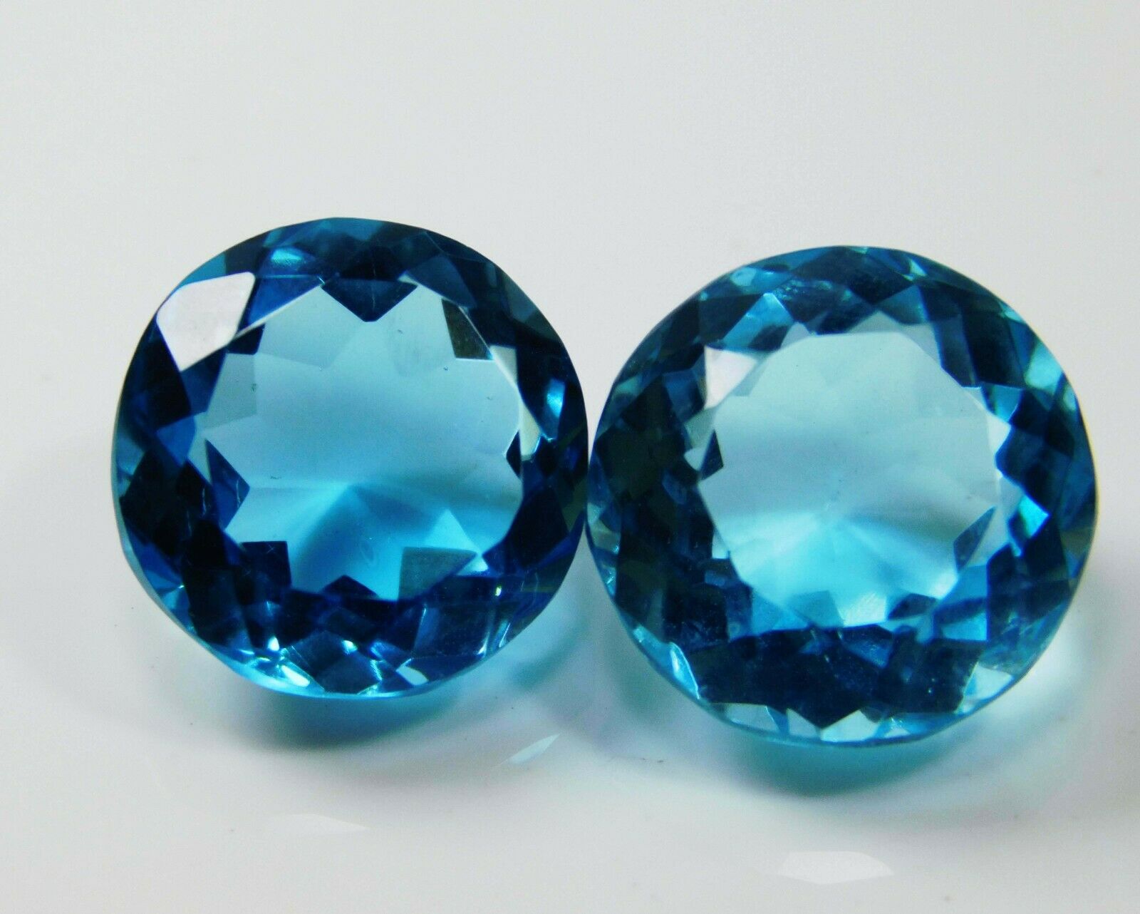 Ocean Blue Aquamarine CERTIFIED 18.10 Ct Natural Loose Gemstone Round Cut Pair