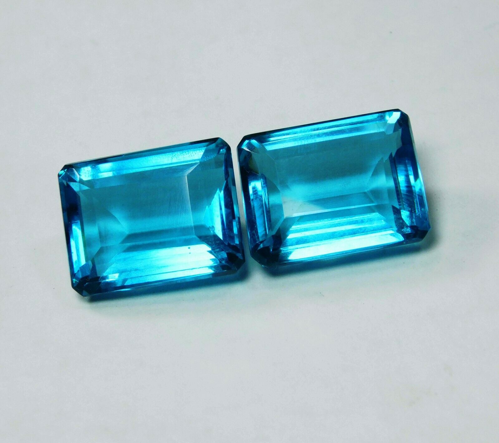 Emerald Cut CERTIFIED 78 Ct Pair Loose Gemstone Loose Rare Aquamarine Ocean Blue