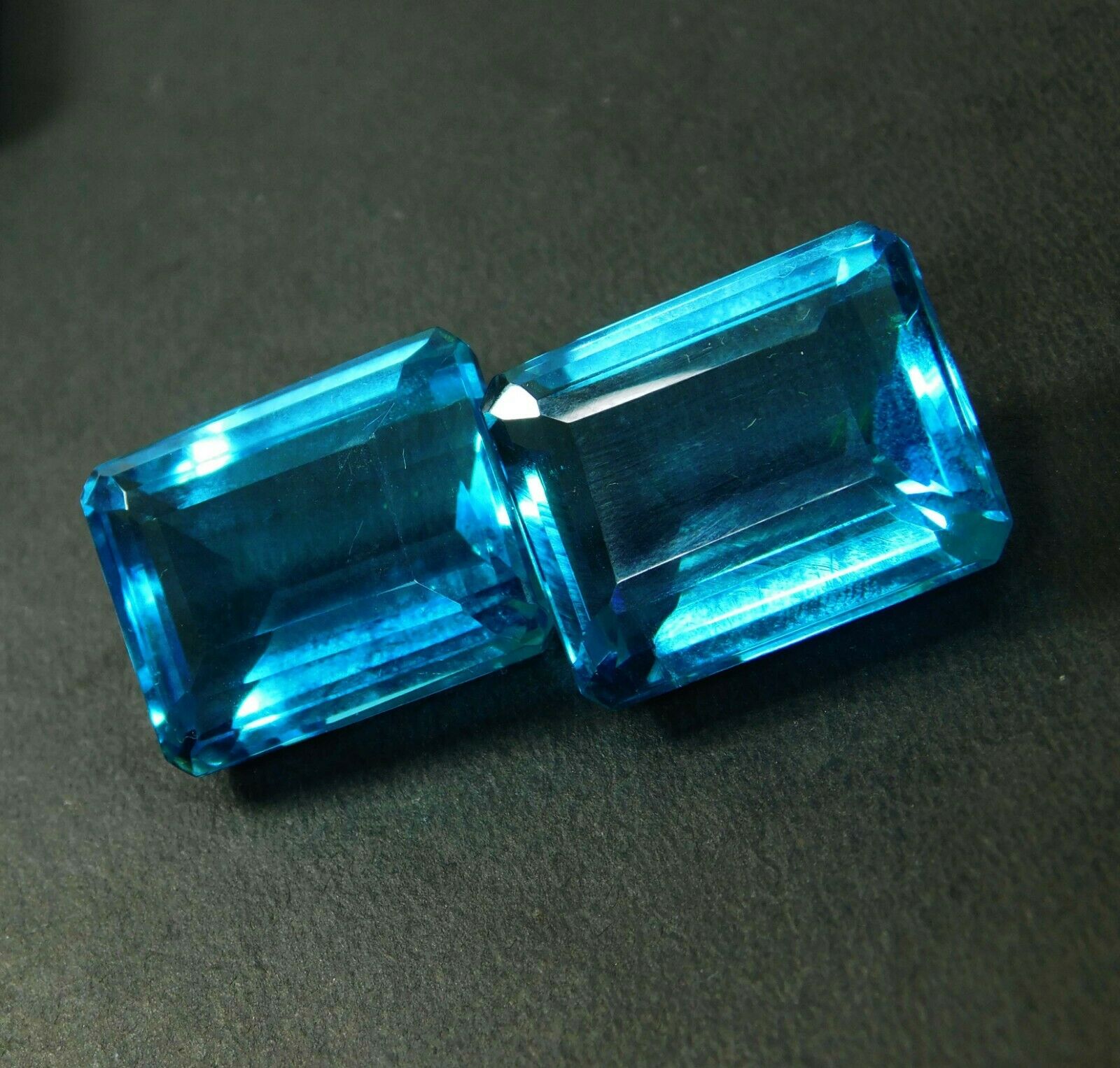 Emerald Cut CERTIFIED 78 Ct Pair Loose Gemstone Loose Rare Aquamarine Ocean Blue