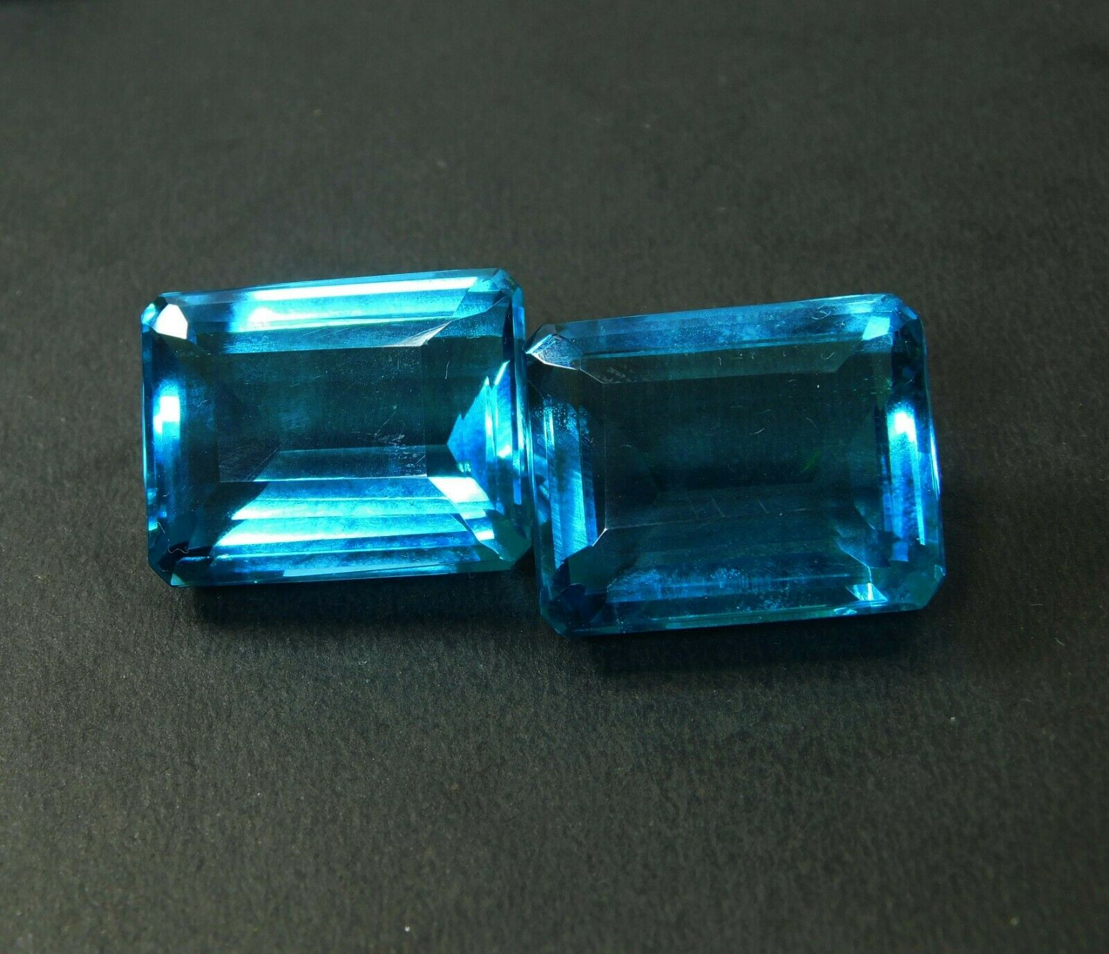 Emerald Cut CERTIFIED 78 Ct Pair Loose Gemstone Loose Rare Aquamarine Ocean Blue