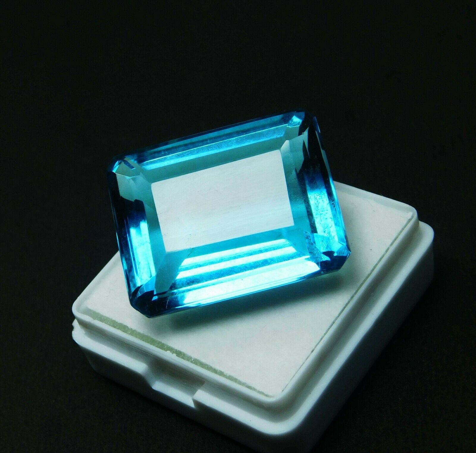 Aquamarine Emerald Cut Huge Size 34 Carat Ocean Blue CERTIFIED Loose Gemstone