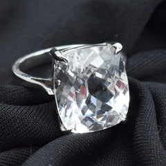 28 Carat White Sapphire Ring, Certified Natural Emerald Cut Ring, Luxury Ring, 925 Sterling Silver, Engagement Ring, Wedding Ring, Gift For her