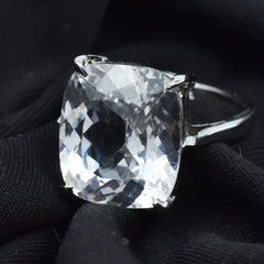 28 Carat White Sapphire Ring, Certified Natural Emerald Cut Ring, Luxury Ring, 925 Sterling Silver, Engagement Ring, Wedding Ring, Gift For her