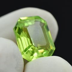 AA+ Quality 9.15 Ct Natural Green Peridot Emerald Cut CERTIFIED Loose Gemstone