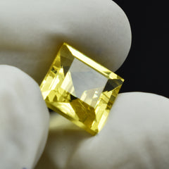 Natural 9.75 Ct Square Shape Brilliant Yellow Sapphire Loose CERTIFIED Gemstone