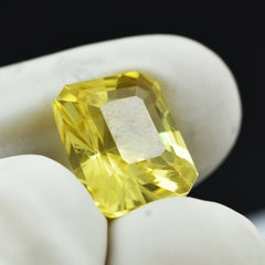 10.30 Carat Emerald Shape Yellow Sapphire CERTIFIED Natural Rare Loose Gemstone