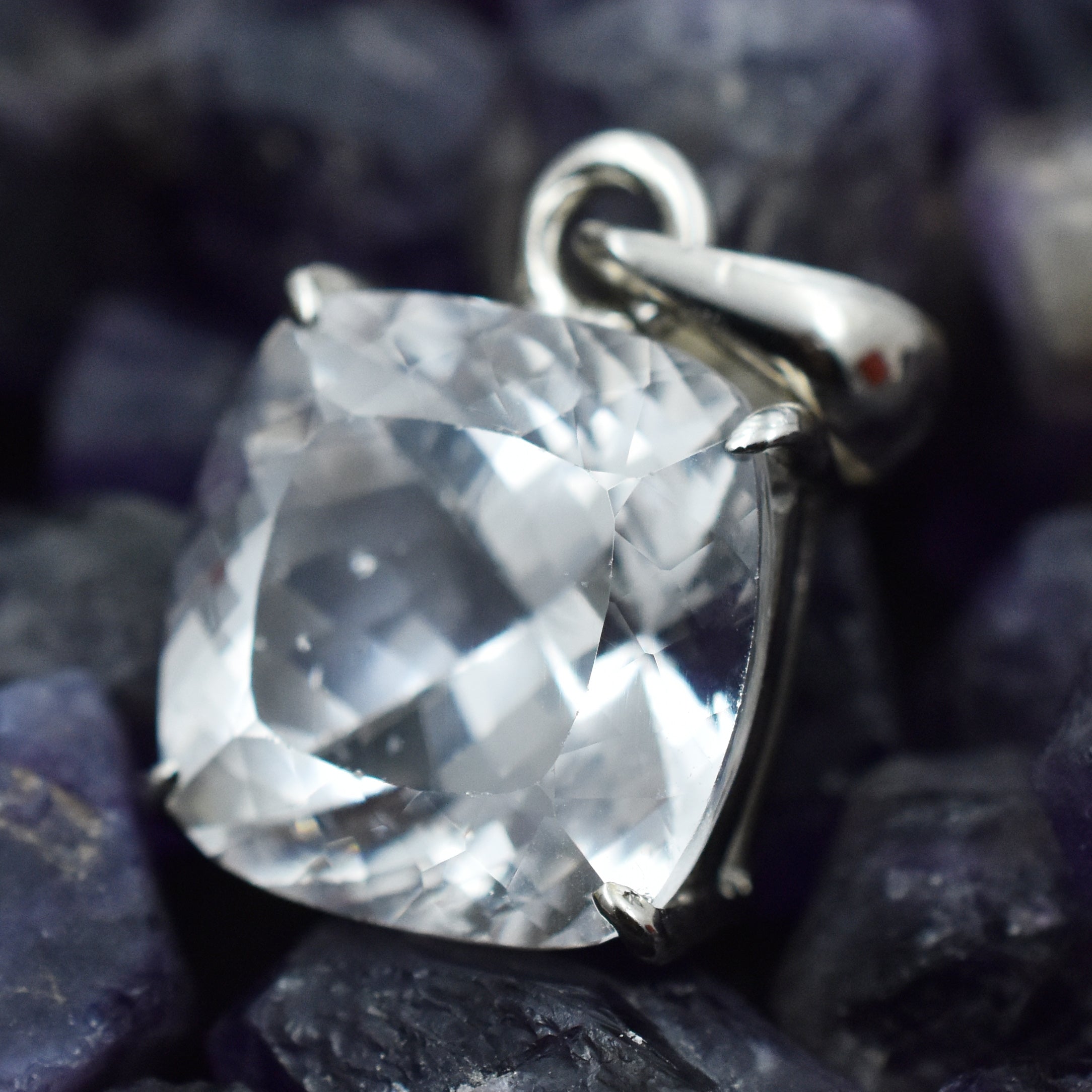 Pendant CERTIFIED Natural Silver 32.55 Ct Square Cut White Sapphire Gemstone