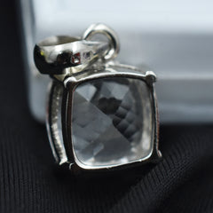 Natural 30 Ct Square Cut Sapphire Silver White Pendant Loose Gemstone CERTIFIED