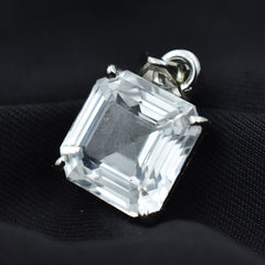 Square 23Ct White Silver Pendant Cushion Cut Natural Sapphire Gemstone CERTIFIED