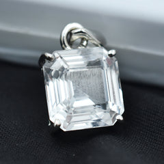 Square 23Ct White Silver Pendant Cushion Cut Natural Sapphire Gemstone CERTIFIED