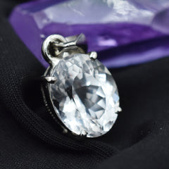 Silver Pendant White Sapphire Natural 20.45 Ct Oval Cut Loose Gemstone CERTIFIED