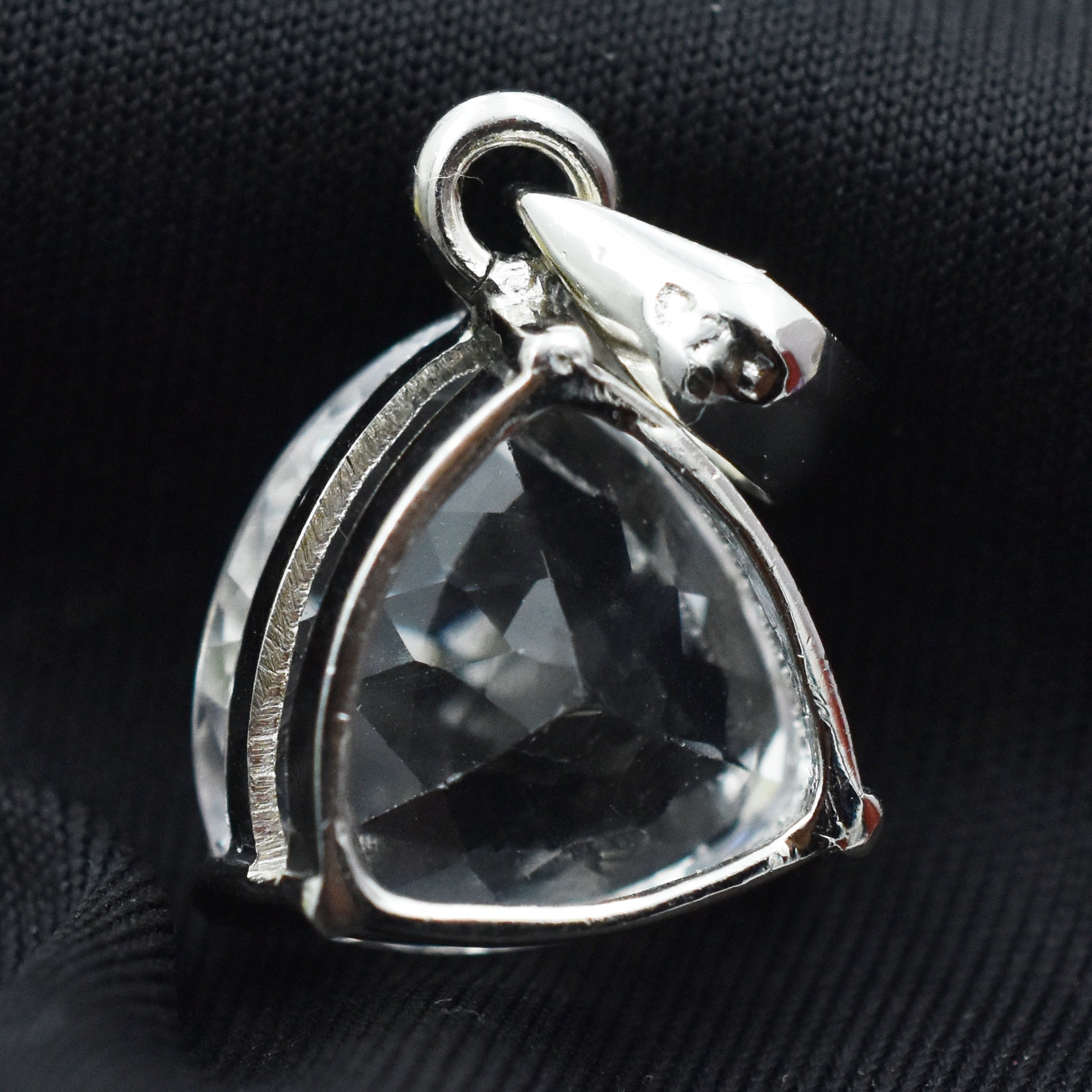 Pendant 28.65 Ct Sterling Silver CERTIFIED Natural Trillion Cut White Sapphire