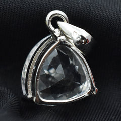 Pendant 28.65 Ct Sterling Silver CERTIFIED Natural Trillion Cut White Sapphire