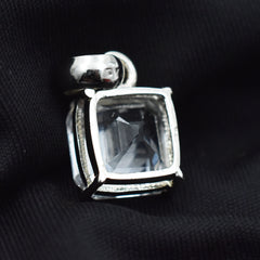 Sapphire 20 Ct Silver White Square Cut Natural Pendant Loose Gemstone CERTIFIED