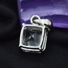 Sapphire 20 Ct Silver White Square Cut Natural Pendant Loose Gemstone CERTIFIED