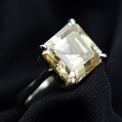 Brilliant Sz 9 Simulant Silver Ring 18.20 Ct Square Ring Champagne Moissanite