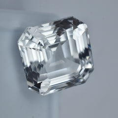 CERTIFIED 16.25 Carat Square Cut White Sapphire Ring Size Natural Loose Gemstone