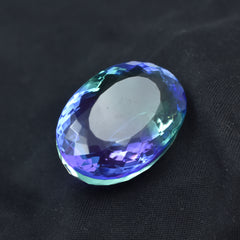 97.10 Ct Bi-Color Lab-Created Tourmaline Oval Cut CERTIFIED Loose Gemstone