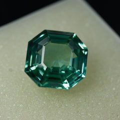 Certified Natural Bluish Green Sapphire Square Cut 13.50 Ct Loose Gemstone Ring Size Gem