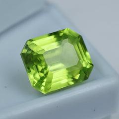 Green Peridot 9.75 Emerald Cut Certified Natural Peridot Green Loose Gemstone Best For Protection Green Peridot