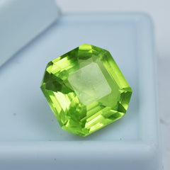 Natural Green Peridot 9.80 Ct Certified Square Shape Loose Gemstone Jewelry Making Gem