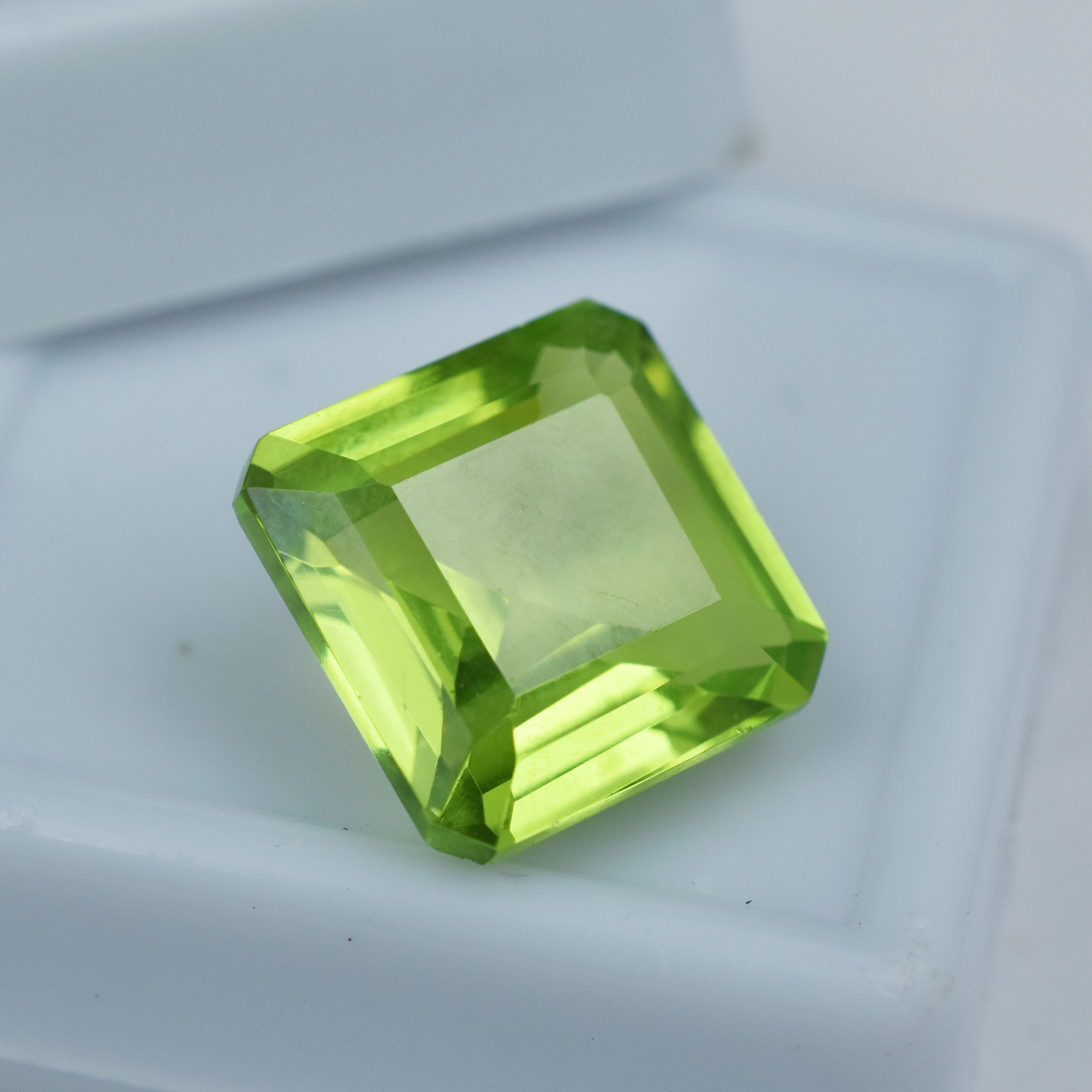 Green Peridot 10.50 Carat Square Cut Certified Natural Loose Gemstone August Birthstone Peridot Green Gem