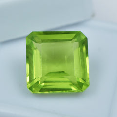 Green Peridot 10.50 Carat Square Cut Certified Natural Loose Gemstone August Birthstone Peridot Green Gem