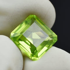 Green Peridot 10.50 Carat Square Cut Certified Natural Loose Gemstone August Birthstone Peridot Green Gem