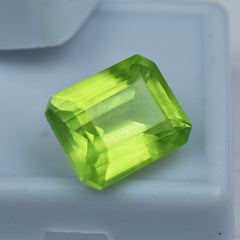 Stunning Green Peridot 10.25 Carat Emerald Cut Peridot Green Certified Natural Loose Gemstone