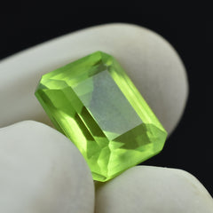 Stunning Green Peridot 10.25 Carat Emerald Cut Peridot Green Certified Natural Loose Gemstone