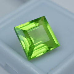 Natural Green Peridot 9.75 Carat Square Shape Certified Loose Gemstone Jewelry Making Peridot Green