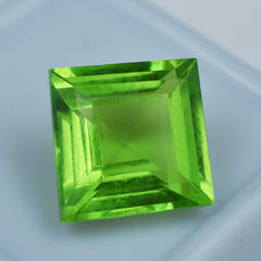 Natural Green Peridot 9.75 Carat Square Shape Certified Loose Gemstone Jewelry Making Peridot Green