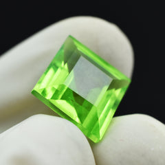 Natural Green Peridot 9.75 Carat Square Shape Certified Loose Gemstone Jewelry Making Peridot Green