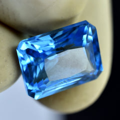 Blue Sapphire Emerald Shape 9.65 Carat Natural Certified Loose Gemstone | SAPPHIRE- Decision-making skills & Evil Spirits And Negative Energy | A++ Quality Sapphire | Free Delivery & Gift