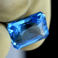 Certified Emerald Shape 9.75 Carat Natural Blue Sapphire Loose Gemstone Sapphire Jewelry