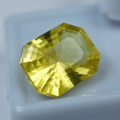 Natural Yellow Sapphire 10.75 Carat Emerald Shape Natural Certified Sapphire Loose Gemstone