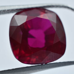 Pigeon Red Ruby Certified 6.85 Carat Ruby Red Natural Square Cushion Cut Loose Gemstone