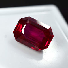 Red Ruby10.00 Ct NATURAL Red RUBY Emerald Shape CERTIFIED Loose Gemstone Best Certified Ruby Emerald