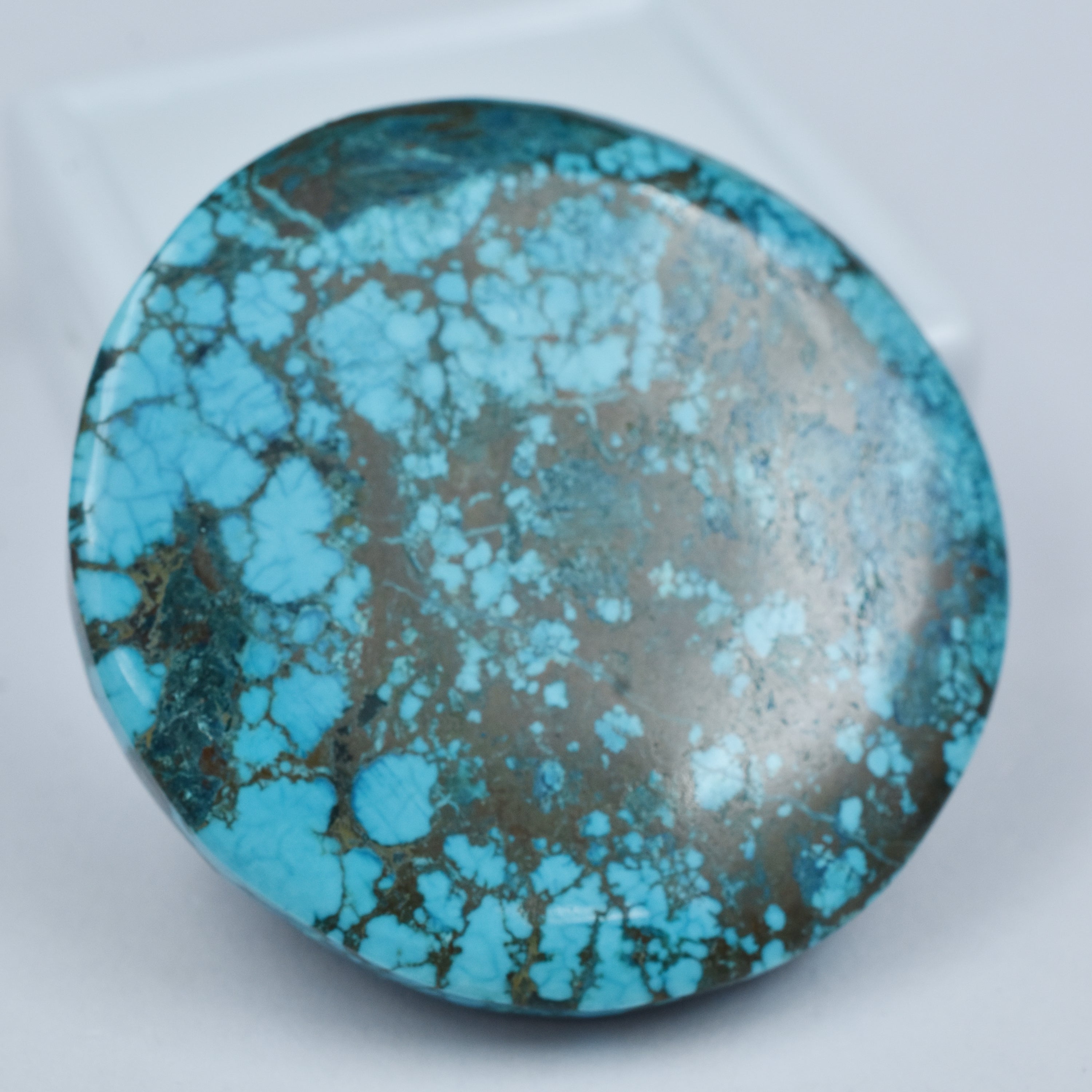 Blue Turquoise 26.35 Carat Round Shape CERTIFIED Natural Loose Gemstone , Turquoise Slab Stone | Free Delivery Free Gift | Biggest Offer