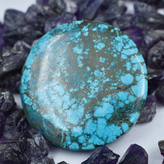 Blue Turquoise 26.35 Carat Round Shape CERTIFIED Natural Loose Gemstone , Turquoise Slab Stone | Free Delivery Free Gift | Biggest Offer