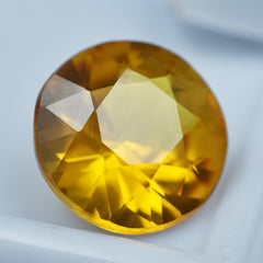 Sapphire Gem Jewelry 6.15 Carat Yellow Sapphire Round Cut Natural Certified Loose Gemstone Best For Good Fortune and Prosperity