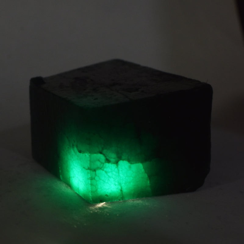 Green Emerald Rough large carat rough emerald display shot