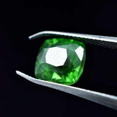 Brazilian Stone Natural Green Garnet 6.45 Carat Square Cushion Certified Garnet Loose Gemstone