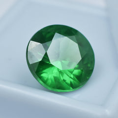 Brazilian Garnet Green Natural 6.84 Carat Green Garnet Round Cut Certified Loose Gemstone