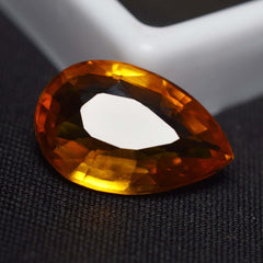 Certified Natural Orange Sapphire 9.30 Carat Pear Shape Loose Gemstone Ceylon Sapphire Certified