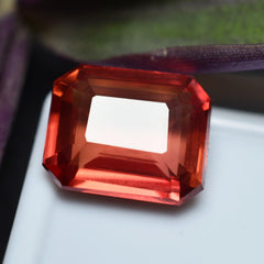 Orange Sapphire 8.57 Ct NATURAL Rare Ceylon Sapphire Orange EMERALD Cut CERTIFIED Loose Gemstone