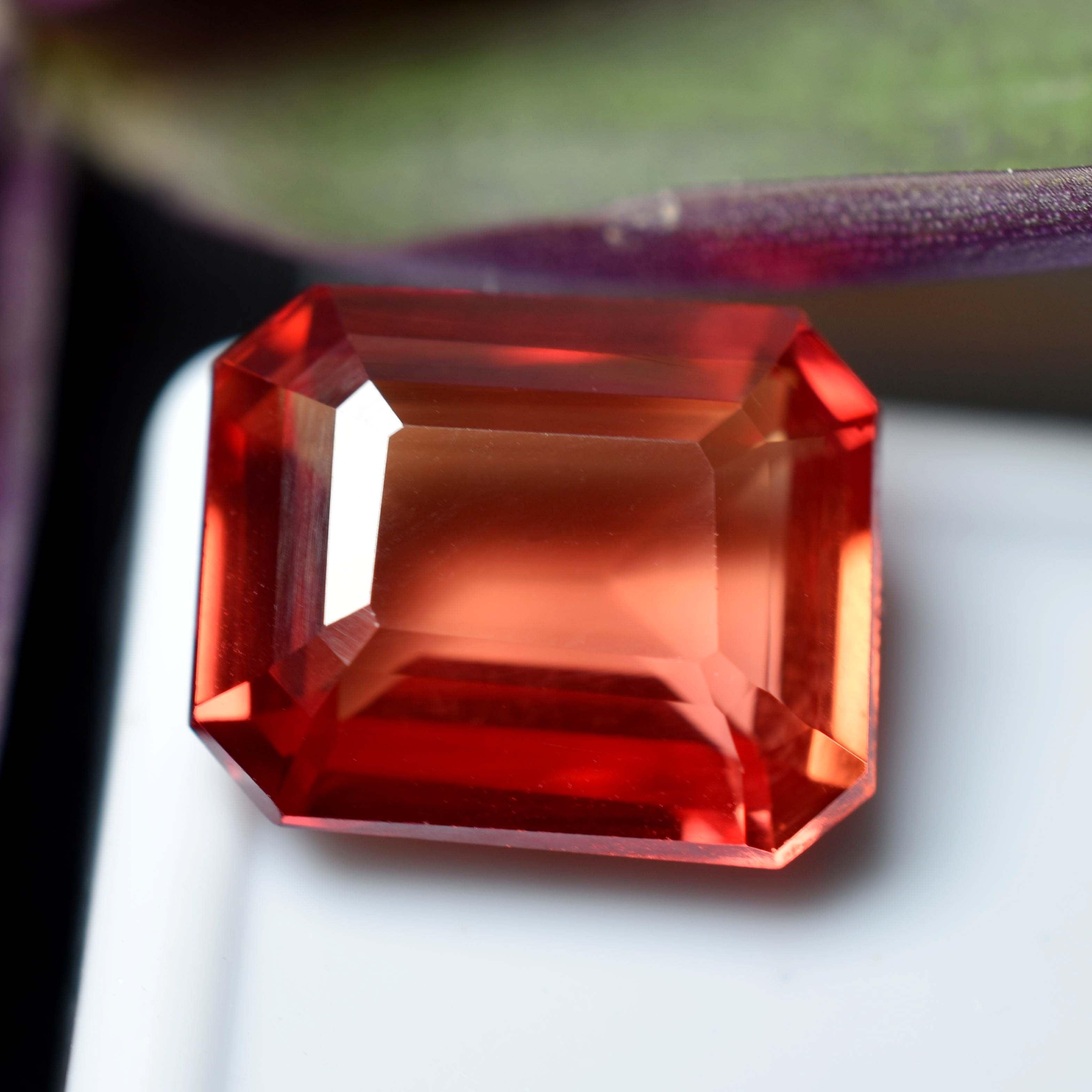 Orange Sapphire 8.57 Ct NATURAL Rare Ceylon Sapphire Orange EMERALD Cut CERTIFIED Loose Gemstone