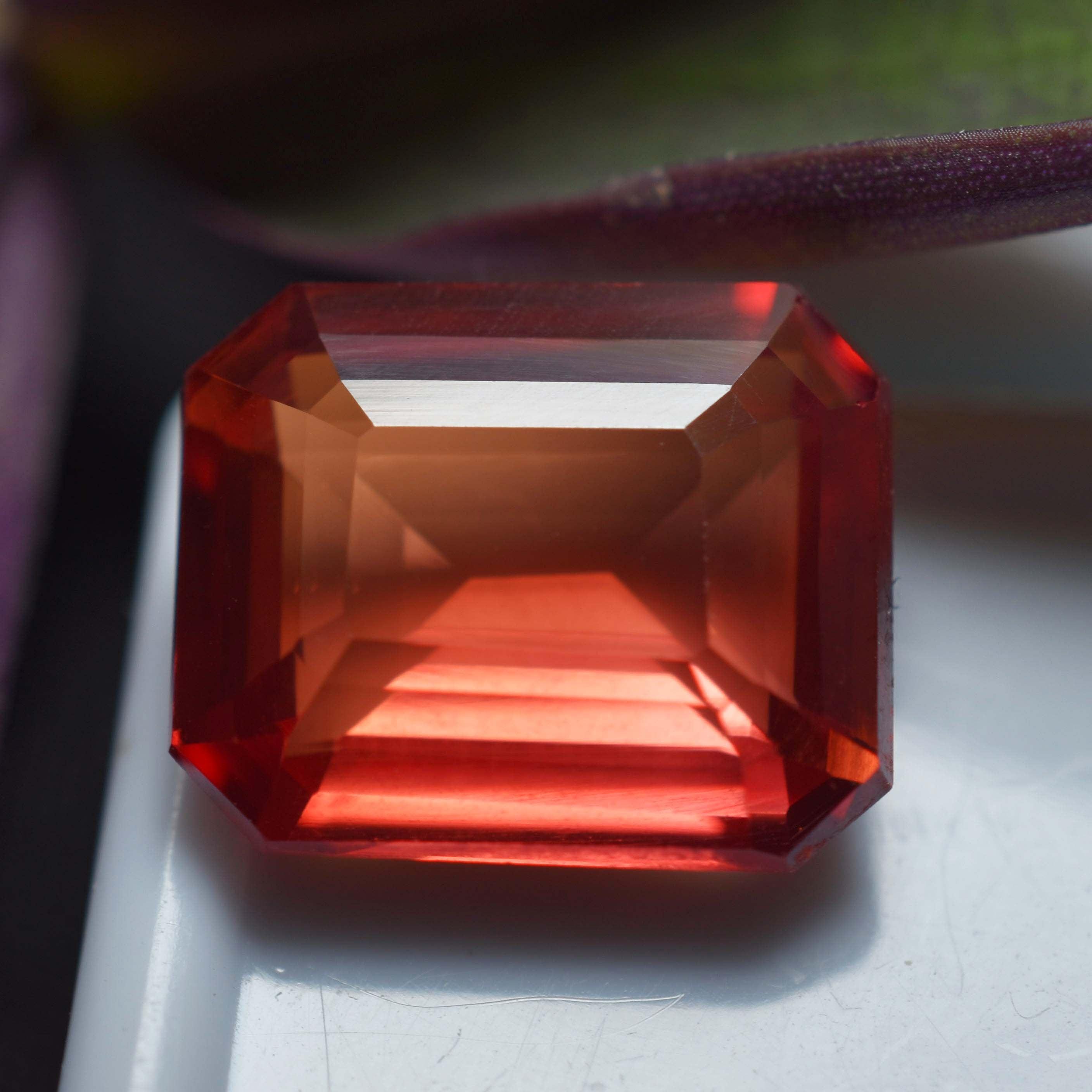 Orange Sapphire 8.57 Ct NATURAL Rare Ceylon Sapphire Orange EMERALD Cut CERTIFIED Loose Gemstone