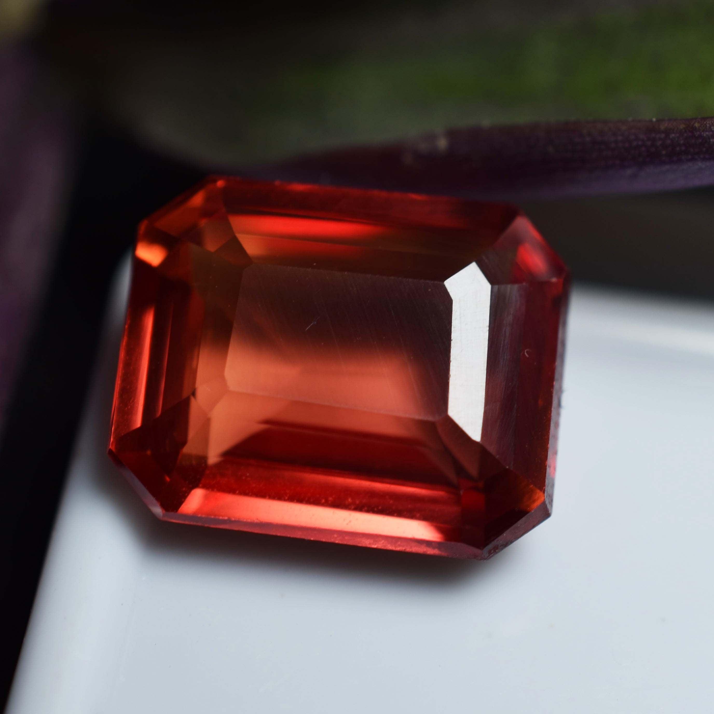 Orange Sapphire 8.57 Ct NATURAL Rare Ceylon Sapphire Orange EMERALD Cut CERTIFIED Loose Gemstone