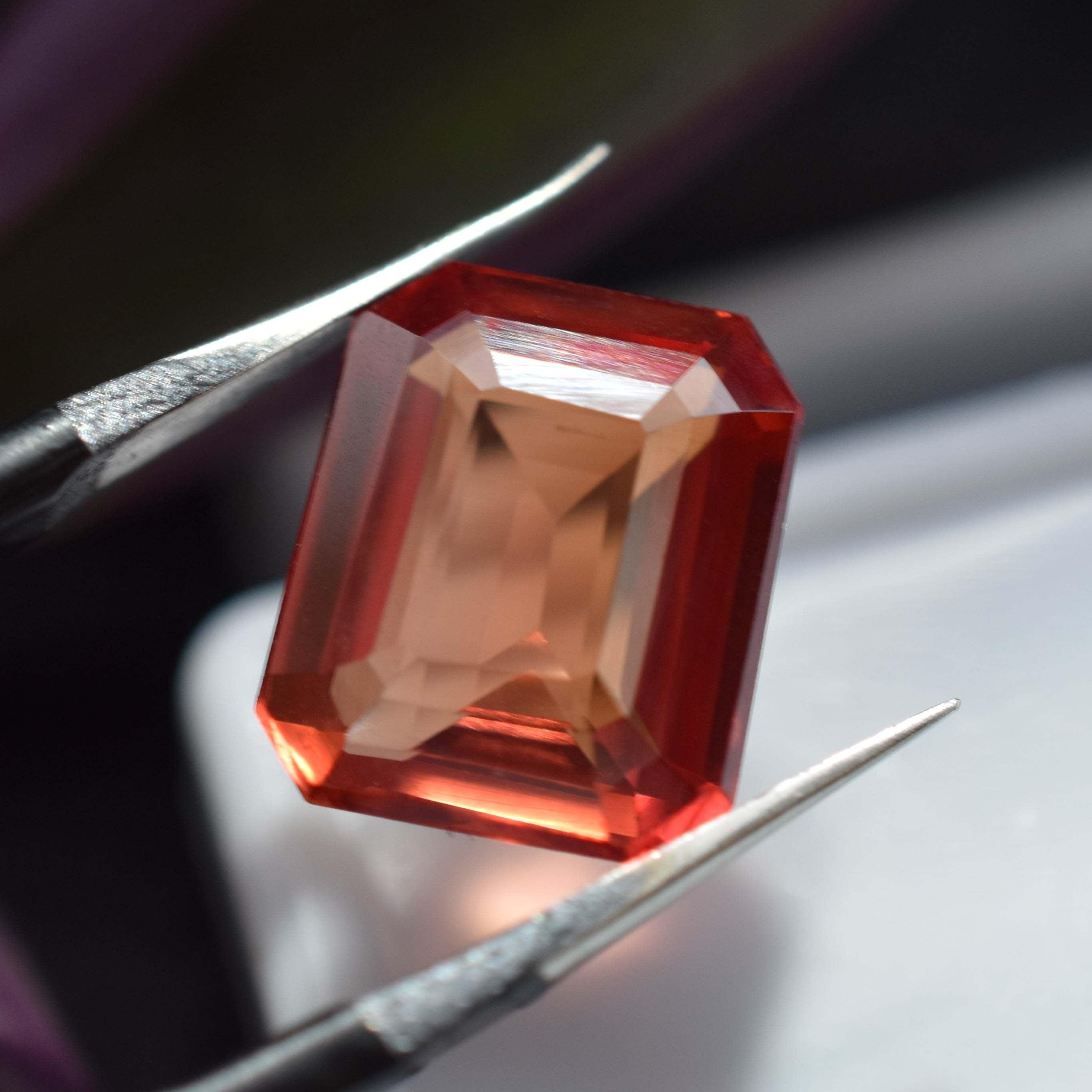 Orange Sapphire 8.57 Ct NATURAL Rare Ceylon Sapphire Orange EMERALD Cut CERTIFIED Loose Gemstone